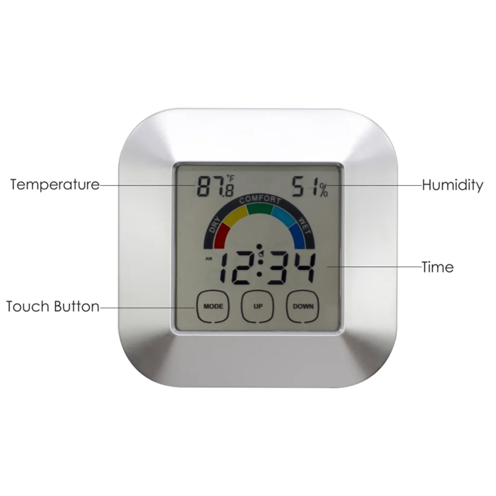 Электронные часы с сенсорным экраном, погодные часы для помещений, температура и влажность, индекс комфорта, дисплей, Погодная станция, настольные часы