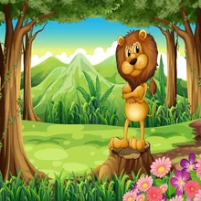 Laeacco Lion Fairy Tale Forest Children Photography Backgrounds Vinyl Digital Customized Photographic Backdrops For Photo Studio