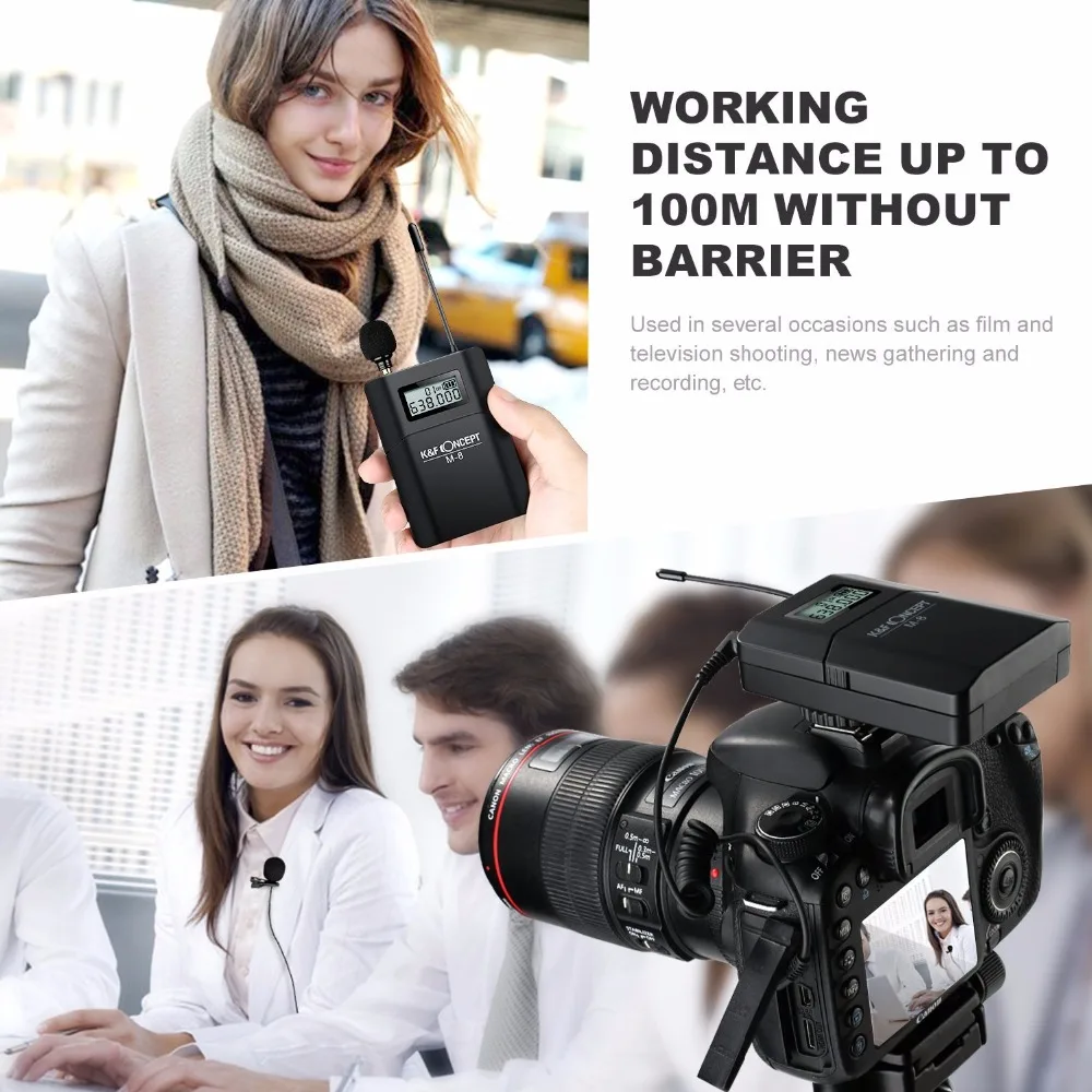  K&F CONCEPT Wireless Camera Microphone Portable Video MIC Receiver With Transmitter For Canon Nikon