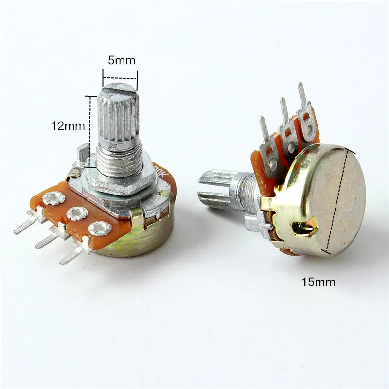 10 шт. линейный потенциометр 1K 5K 20K 100K 220K Ом Ассортимент Комплект каждый из 2 шт