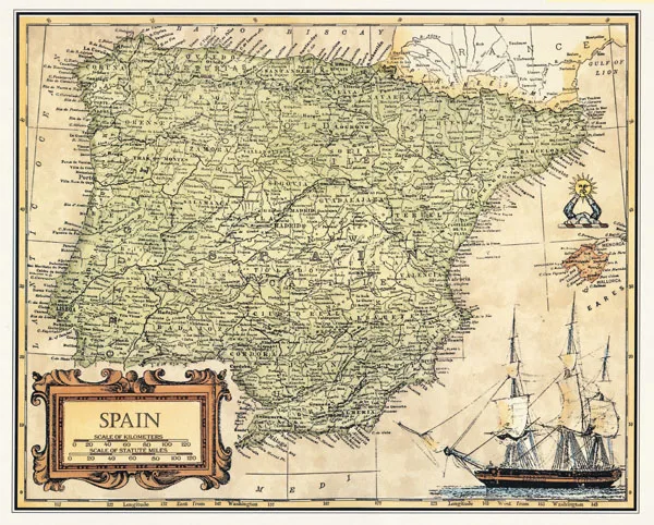 

RM-DT-028 Modern Home Wall Decor Painting "vintalge retro SPAIN Map" Canvas Art HD Print Painting Canvas Picture sticker poster