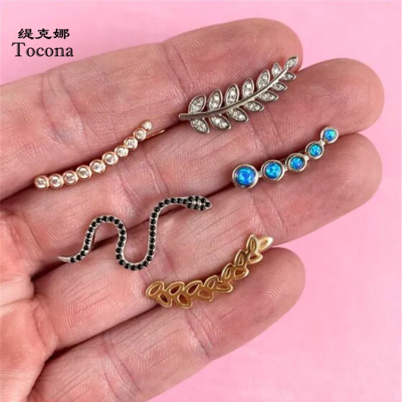 

Tocona 5pcs/sets Stud Earrings New Fashion Hot Seeling Leaf Hollow Round Snake Shape Design Jewelry For Women Ladies Gift 7066