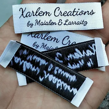 

2000PCS cheap wholesale Custom white damask polyester cloth woven label End fold 6 * 2 cm