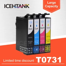 ICEHTANK совместимый чернильный картридж для принтера Epson 73N T0731 стилус CX3900 CX5900 CX4900 CX7300 CX8300 TX200 TX210 C79 C90 принтер