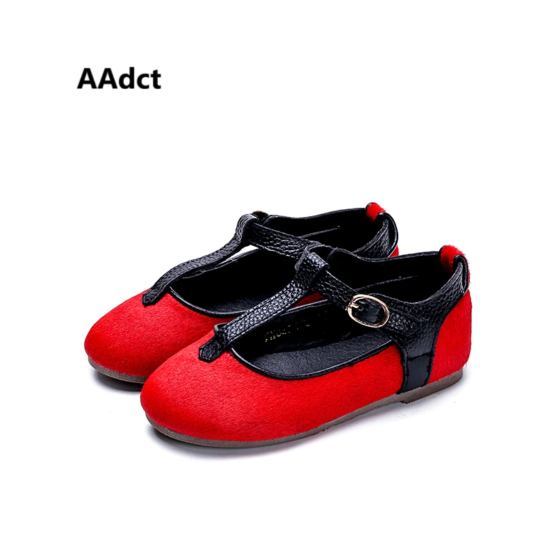 

AAdct Genuine leather girls shoes princess little kids flat shoes for girls Sweet student Brand High-quality children shoes