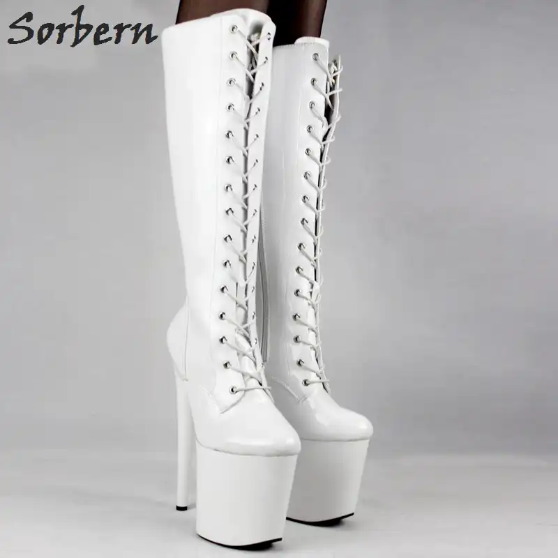 lace up knee high heels