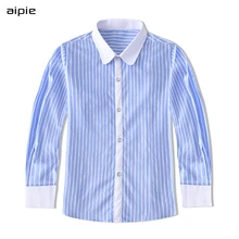 Aipie/Новое поступление, Детские рубашки для мальчиков Детские Классические хлопковые рубашки в полоску с длинными рукавами в английском стиле для мальчиков возрастом от 4 до 14 лет