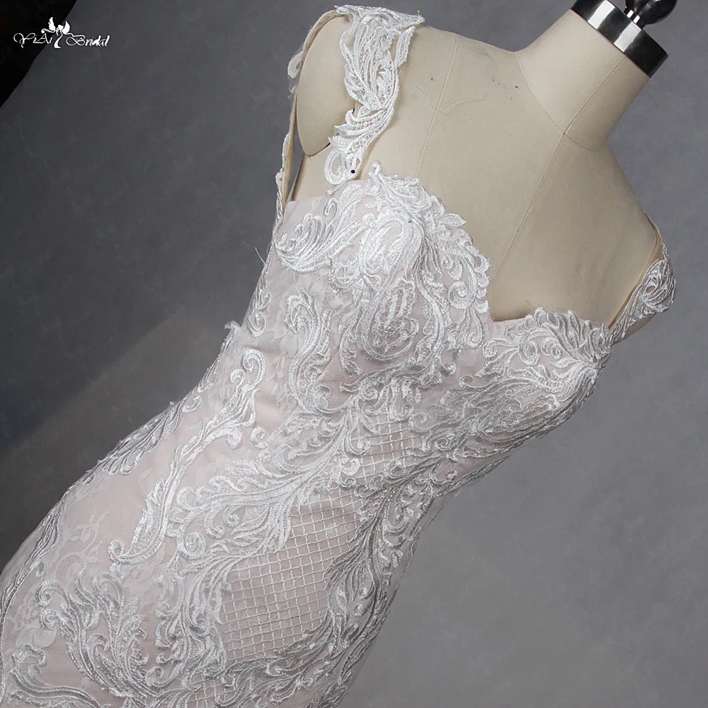 Rsw1341 реальные фотографии yiaibridal Роскошные индивидуальный заказ спинки Чепчики кружевные рукава Свадебные платья Русалочки