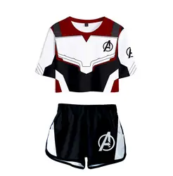 Женские шорты Мстители 4 эндмейд + футболка одежда квантовый Battlegear финальный боевой пупок Крутой набор