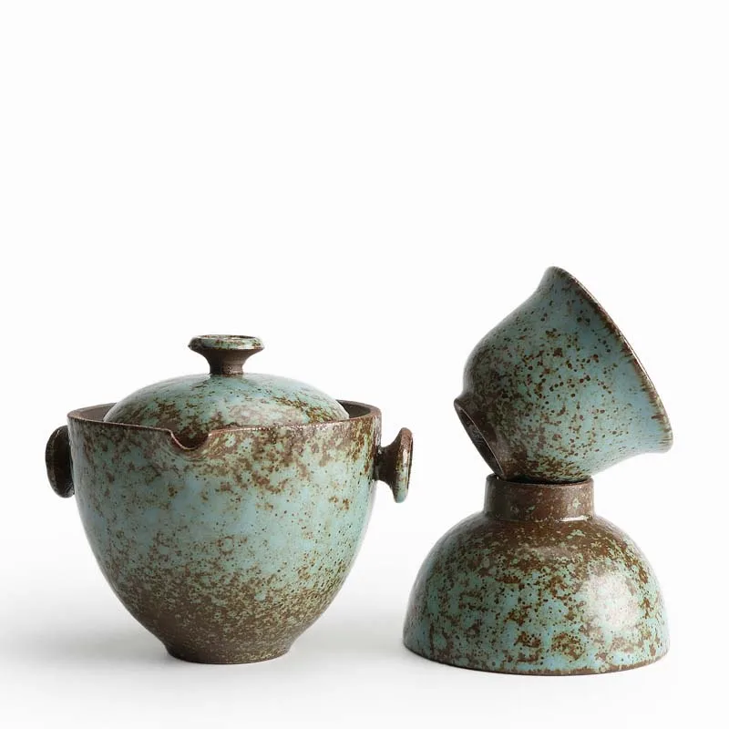 Quik cup a pot two portable cups glazed porcelain tea set office travel teaset kettle gift