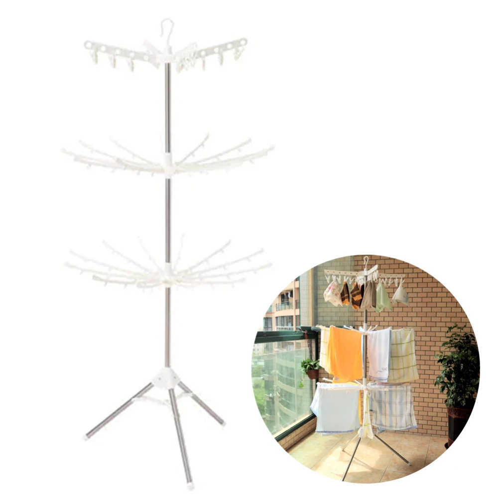 

3 Tiers Foldable Cloth Drying Rack stainless steel Towel Hanger Clothes Coat Organizer Clothes Drying Rack 68.5x68.5x170cm