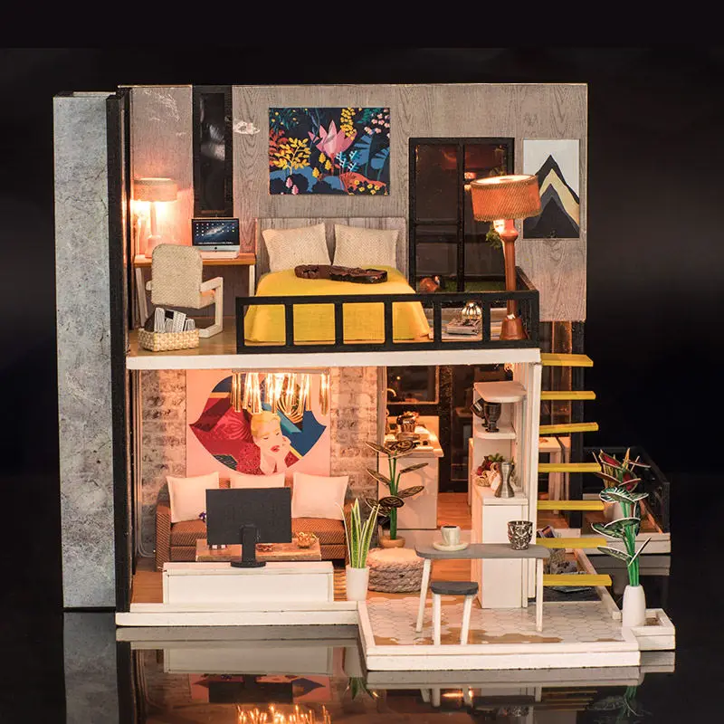 Кукольный дом мебель DIY Миниатюрная модель лес в сентябре 3D Деревянный кукольный домик рождественские подарки игрушки для детей
