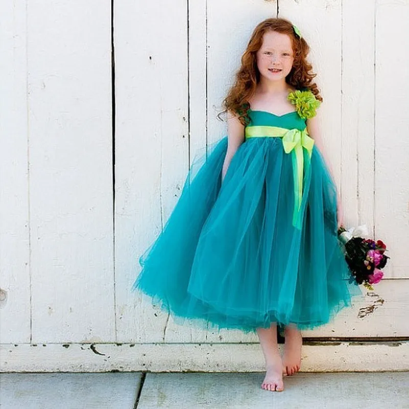 lime green flower girl dresses