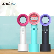 SrainTech портативный заряжаемый портативный мини-вентилятор Bladeless 2000 мАч аккумулятор USB ручной вентилятор с базой для настольного использования