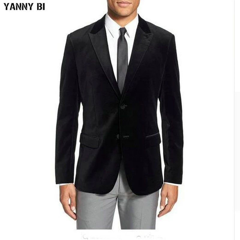mens black velvet blazer outfits