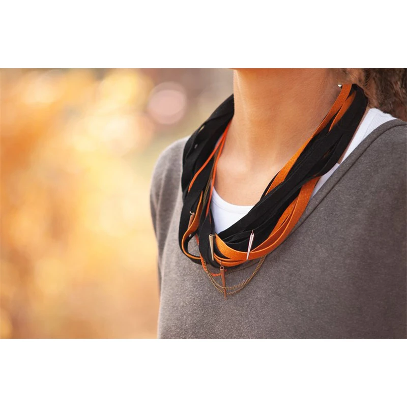 

YD&YDBZ Orange And Black Leather Necklaces For Women 2019 New Fashion Collares Chains Harajuku Punk Holographic Necklace Jewelry
