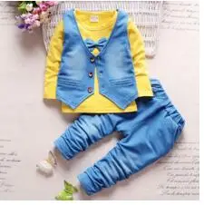 BibiCola/комплекты одежды для маленьких мальчиков повседневная одежда для детей Топы+ Штаны 2 шт./компл. детский спортивный костюм для малышей, комплект одежды - Цвет: picture color