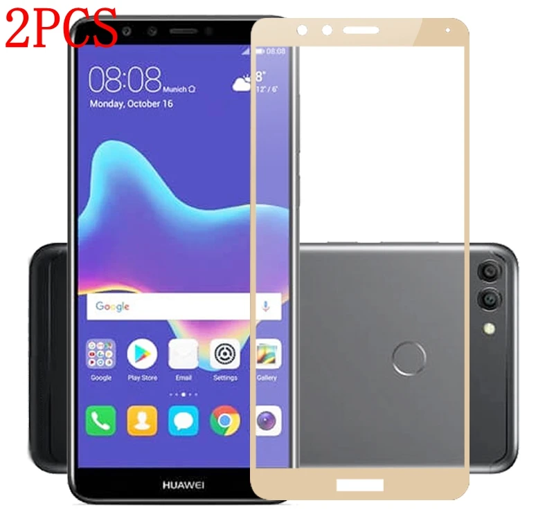 Закаленное 3d стекло для Huawei Y9 2018 2 шт. полноэкранная Защитная пленка 2018|Защитные