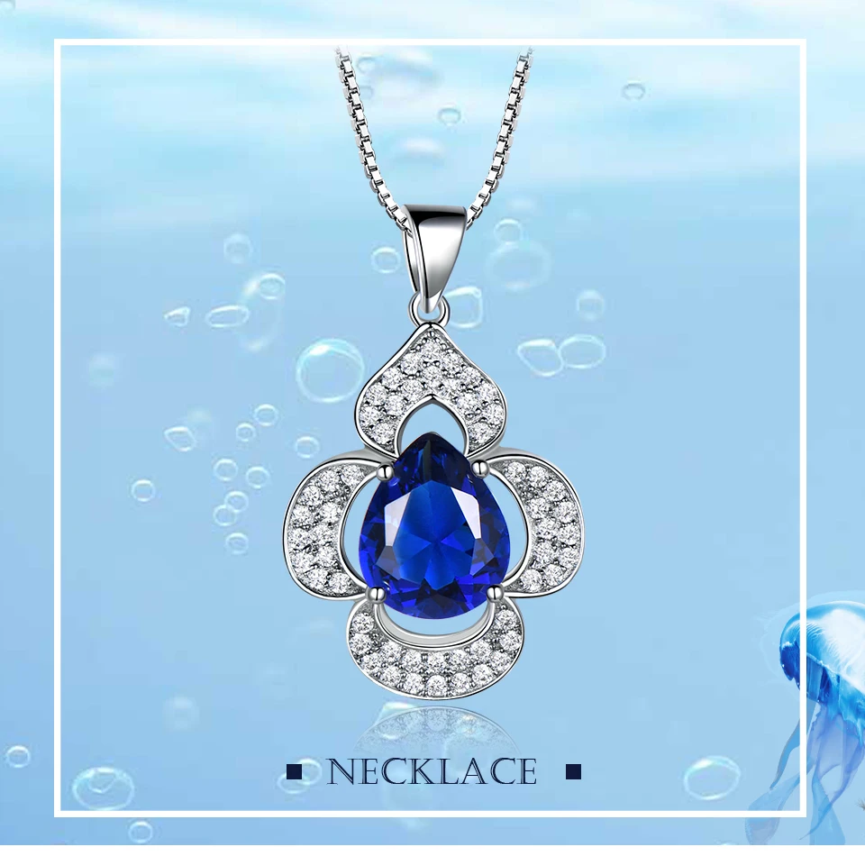 UMCHO-Blue Sapphire 925 sterling silver necklace for women EUJ090S-1 (1)