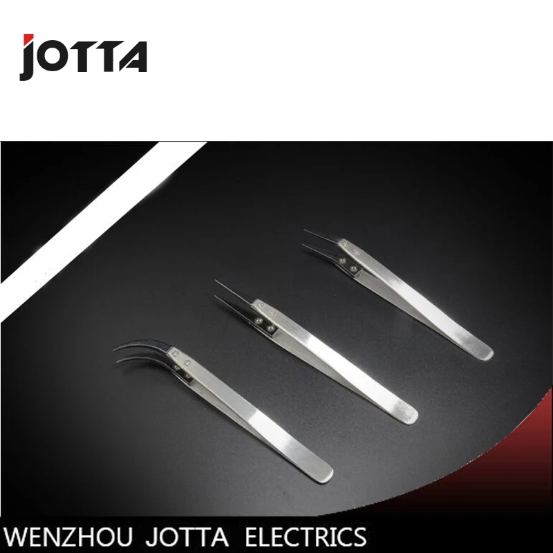 

Antistatic tweezers with high precision insulating stainless steel ceramic tip bending tweezers 130mm