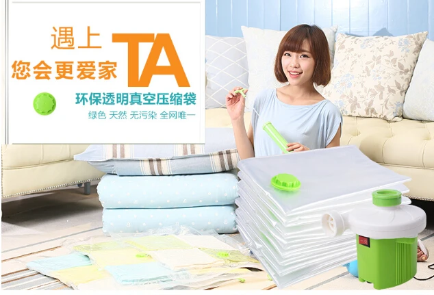 Free Shipping 4pieces 100 80 70cm Vacuum storage bag Vacuum compressed space bag