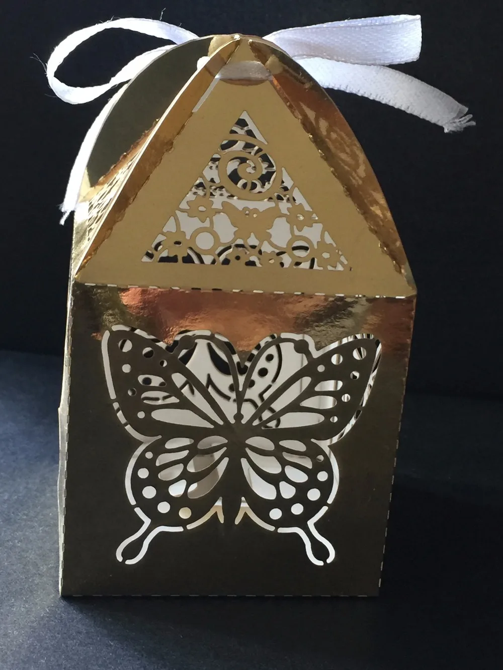 100pcs Gold Metallic Paper Laser Cut Wedding Party Gift Boxes With