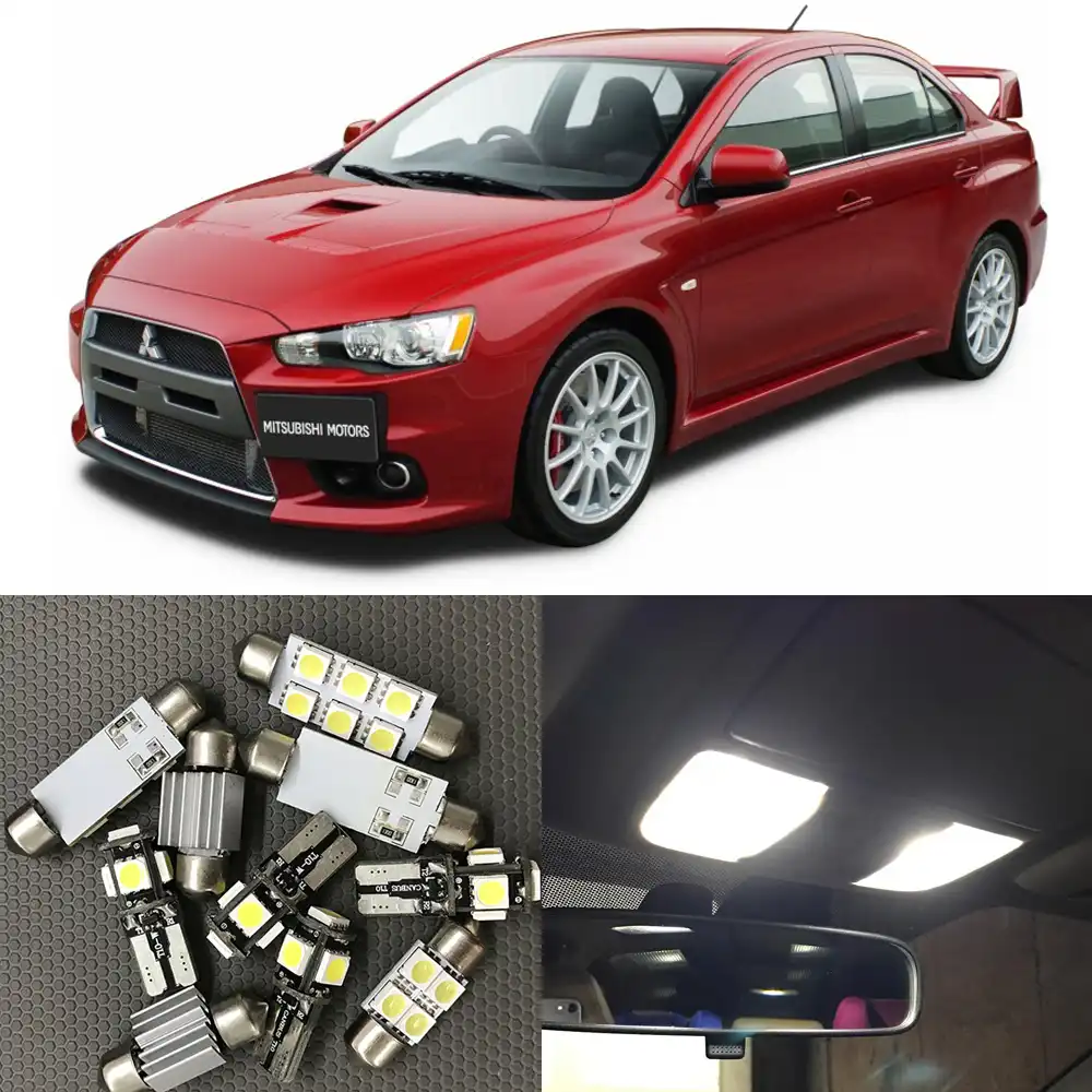 9pcs White Bulb Led Car Light Interior Kit For 2003 2007 Mitsubishi Lancer 12v Map Dome Trunk Step Courtesy License Plate Lamp