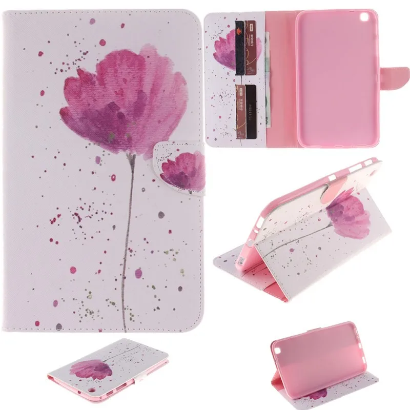 Stand Flip Wallet Case For Samsung Galaxy Tab 3 8.0 inch Cases SM T310 T311 T315 Tablet Back Cover Stand Two Sides Painted Bag (28)