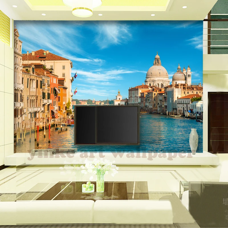 Architecture Background 3D Water Resistant Wallpaper Blue