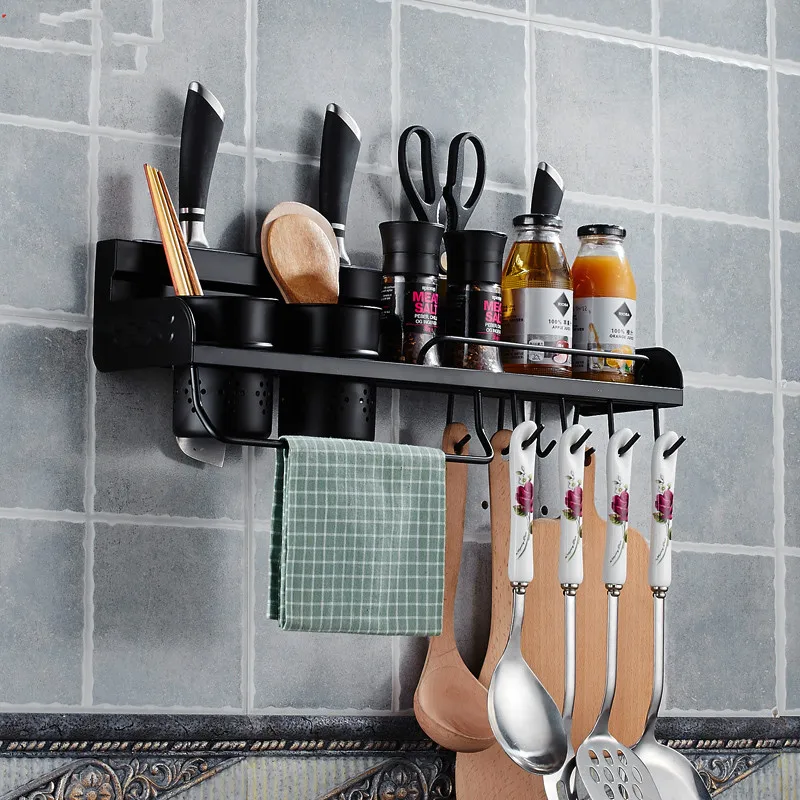 

American black kitchen rack 304 stainless steel kitchen pendant seasoning Rack Hanger hardware tool rest LU5183