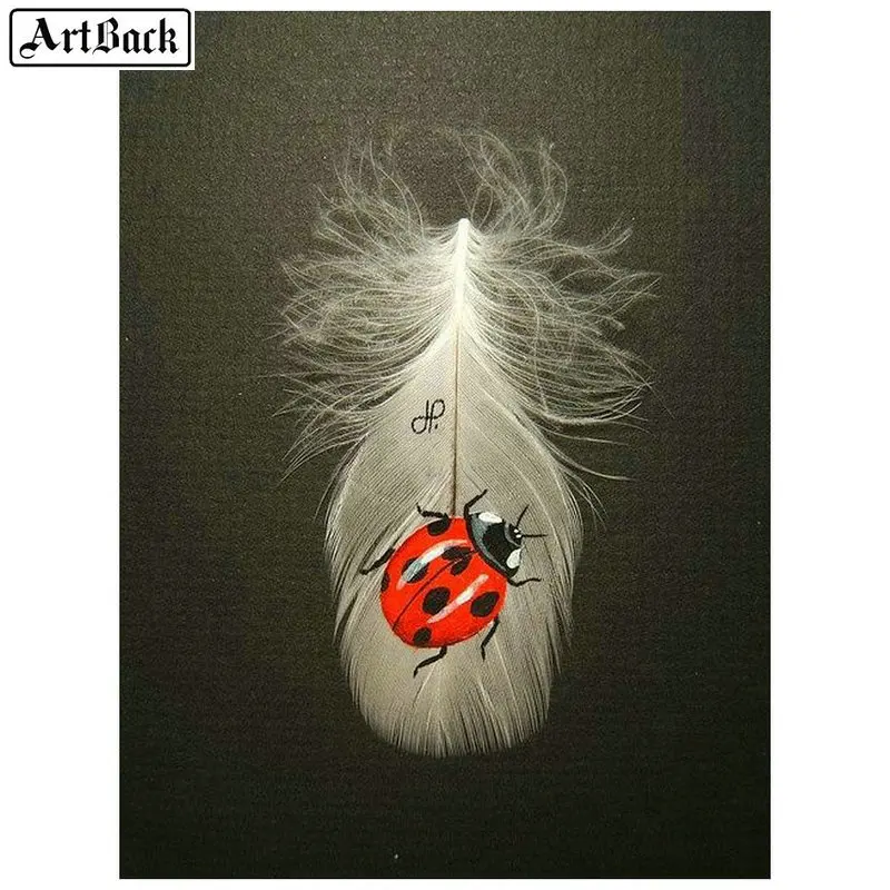 

Full square / round drill 5d diy diamond painting ladybug feather 3d stick diamond embroidered crystal mosaic art insect
