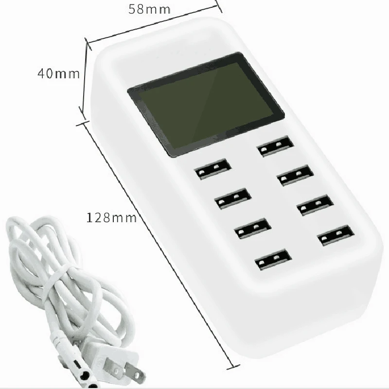 brand OEM Factory supply CE ROHS FCC Approved Newest portable fast multi USB Smart Charger 5v 8a 8
