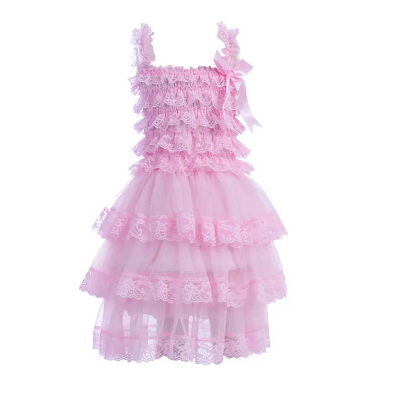 Милая Одежда для девочек; Розовые Платья с цветочным узором для девочек; платье для свадебной вечеринки; кружевное шифоновое платье; платье для дня рождения - Цвет: pink