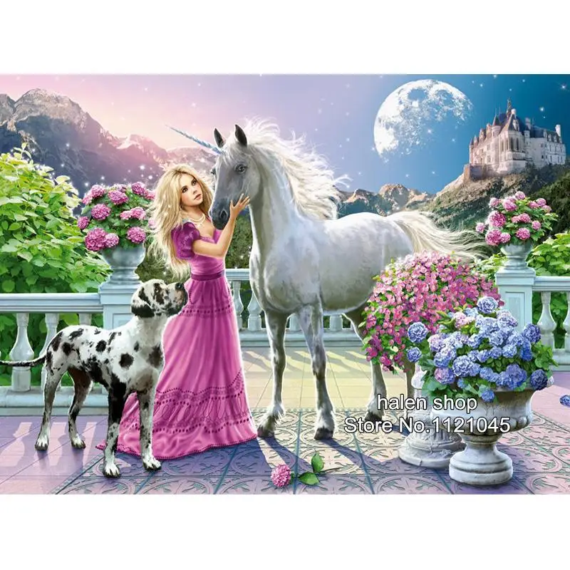 

square Diamond embroidery 5D DIY Diamond Painting Girl Unicorn Crystal Cross Stitch Mosaic Square Drill Decor Paintings GT310
