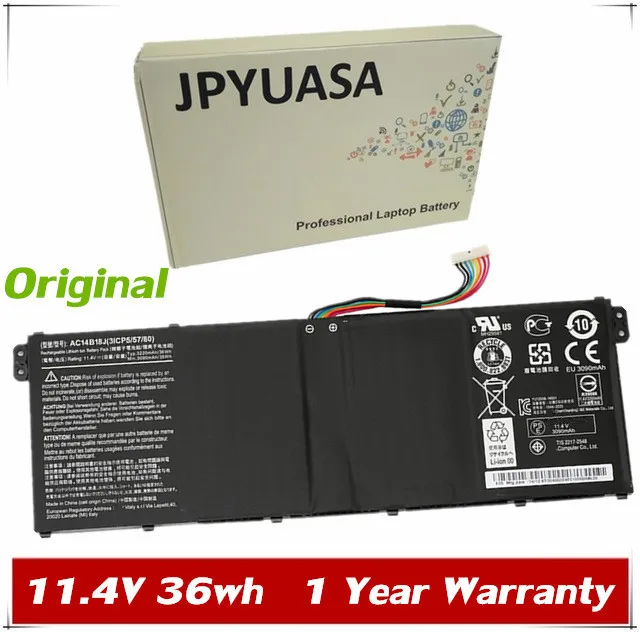 

JPYUASA 11.4V 36wh AC14B18J AC14B13J Laptop Battery For Acer Aspire ES1-511 ES1-512 V3 V3-111 V3-111P 11 CB3-111 MP 512 CB5-311