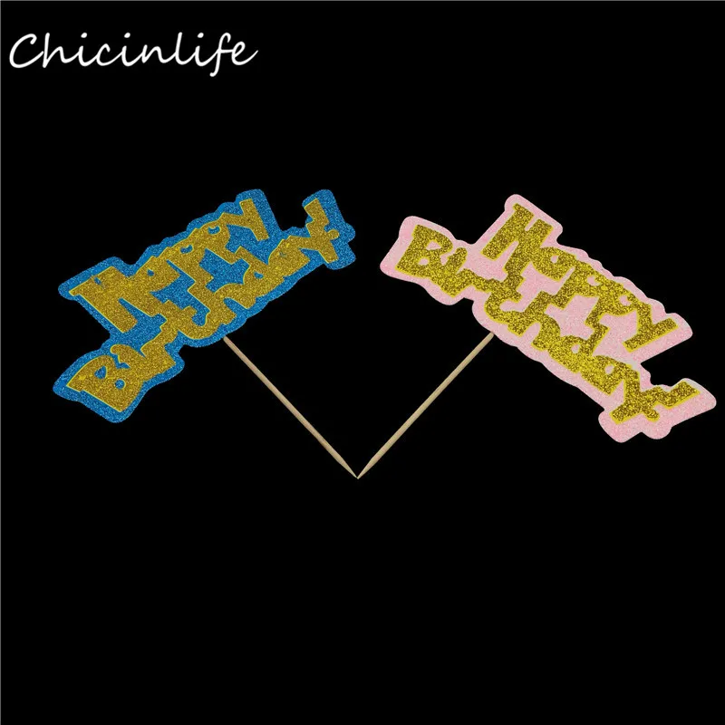 Chicinlife 1 шт. блеск с днем рождения торт Топпер для мальчиков и девочек День