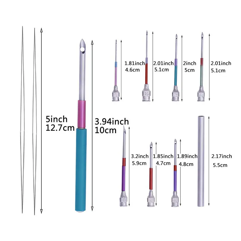 LMDZ 15 Pcs Embroidery Stitching Punch Needles Set Poking Cross Stitch Tools Crochet Knitting Art Handmaking Needles with Thread