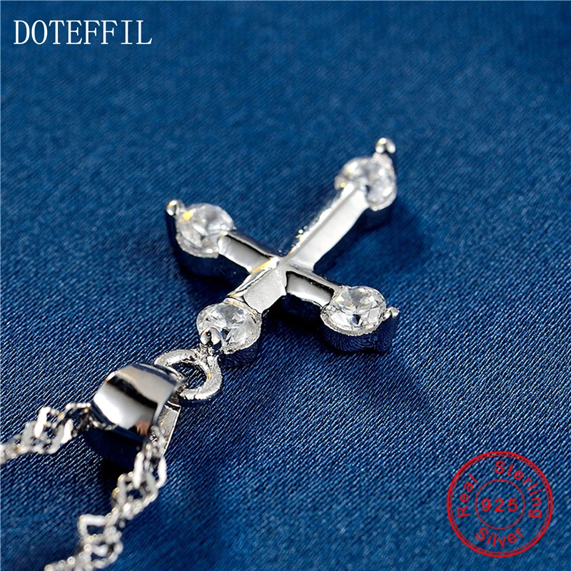 Женское ожерелье из серебра 925 пробы с крестом циркония ААА|cross pendant necklace|women