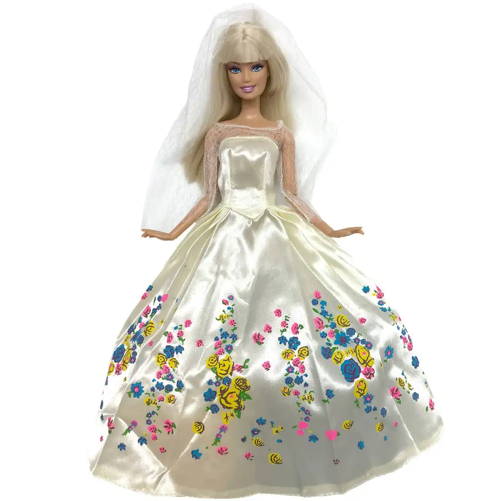 NK один набор Кукольное платье аналогичная Сказка Принцесса Белоснежка Золушка Анна свадебное платье для куклы Барби аксессуары игрушки JJ - Цвет: H