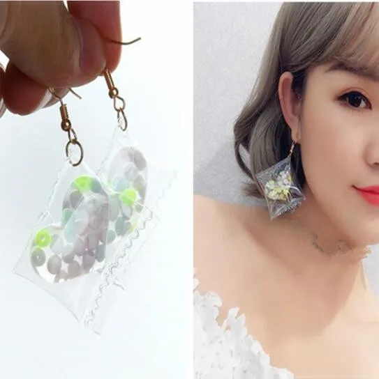 

New listing Cute girl manual Making sweet transparent candy color peach heart Female earrings jewelry