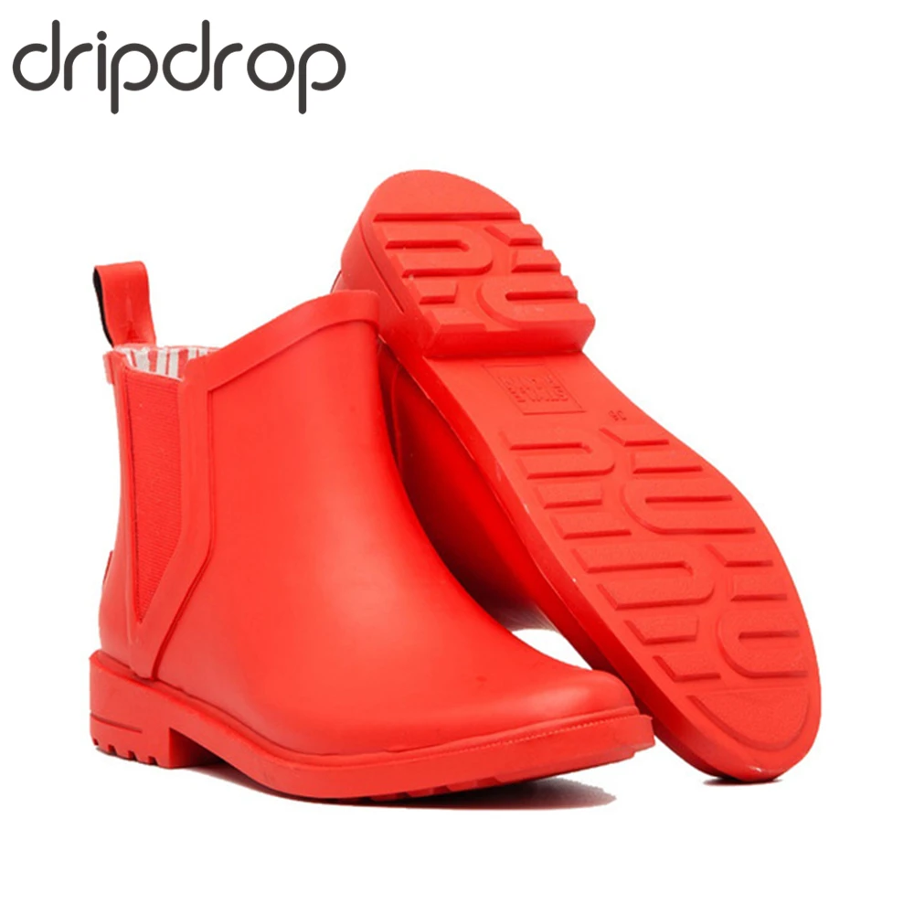 DRIPDROP Women's Rubber Ankle Boots Waterproof Shoes Non Slip Girls
