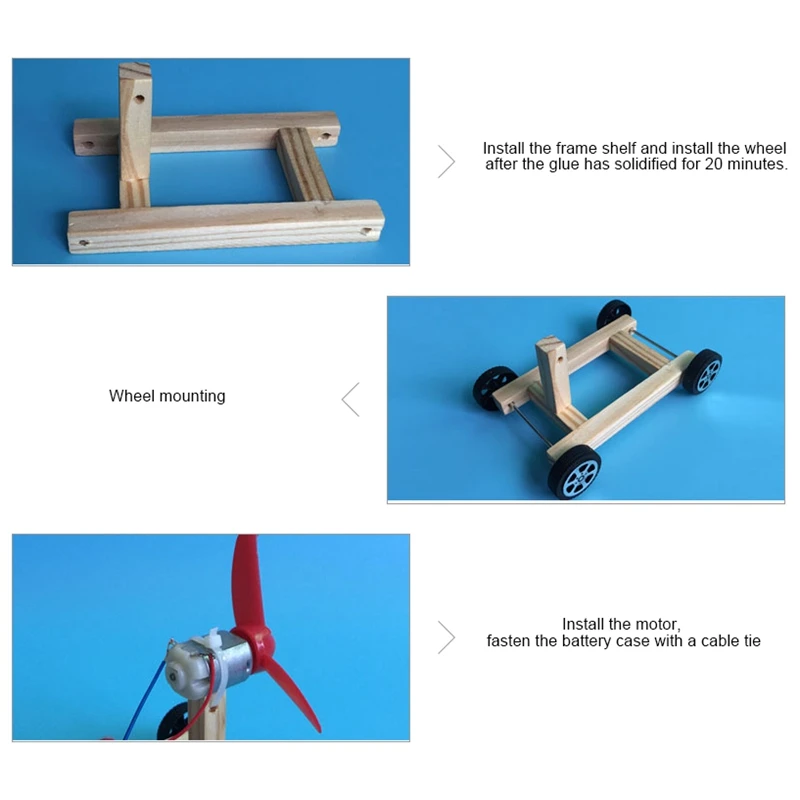 Diy деревянный ветряной автомобиль игрушки креативный одностворчатый ветряной автомобиль комплект моделей конструктор научный эксперимент Развивающие игрушки для детей