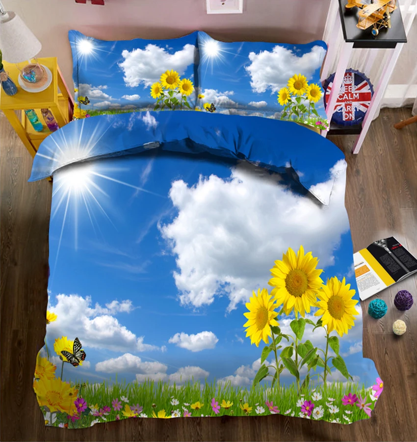 japanese futon sunflower 3D Bedding Set Twin Full Queen Bed Sheet Linen