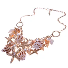 Tenande Новая мода Многоэлементный раковины звезда имитация жемчуга ожерелья и подвески для женщин большое заявление пляжные украшения Bijoux