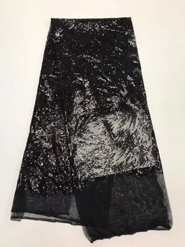 

2017 best High quality African Tulle Black French Green Sequins lace fabric,Embroidered Net mesh lace fabric Nigeria Dress