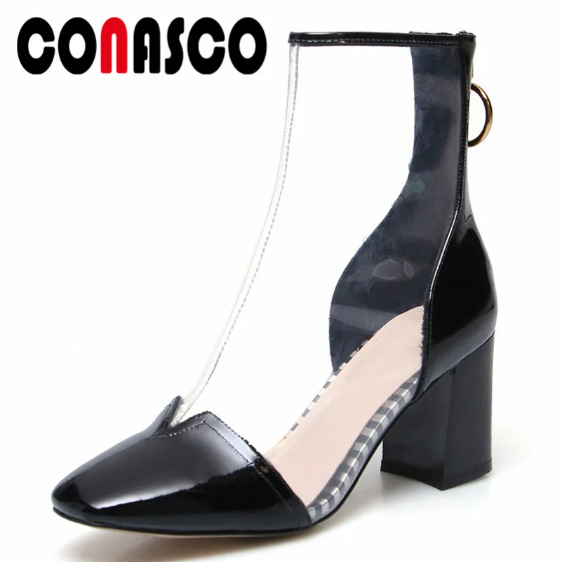 

CONASCO Brand Women Ankle Boots High Heels Club Dancing Shoes Woman Zipper Fashion Weding Party Prom Pumps Ladies Basic Boots