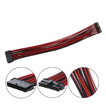 

High quality 24Pin ATX EPS PSU Black & Red Single Sleeved Power Extension Cable