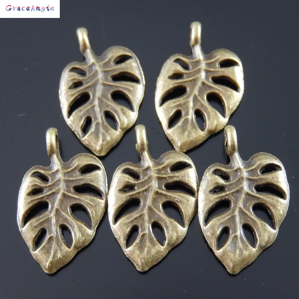

GraceAngie AU03103 Antiqued Bronze Tone Vintage Alloy Jewelry Leaf Shape Charm Jewelry Finding Accessories Hot Sale 10PCS