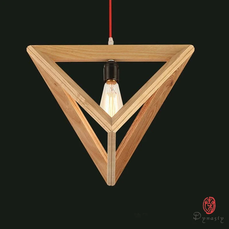 Треугольный подвесной светильник из дуба художественная декоративная деревянная Подвесная лампа светодиодный светильник в стиле Юго-Восточной Азии для ресторана кафе фойе