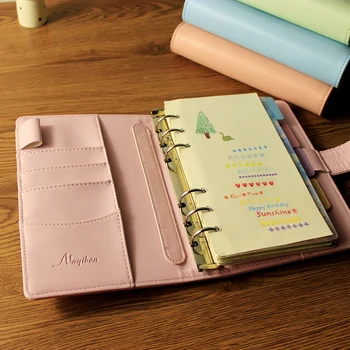 

A5/A6 note books for school Macarons hand book spiral notebook diary leather spiral cute creative note books diary for travel